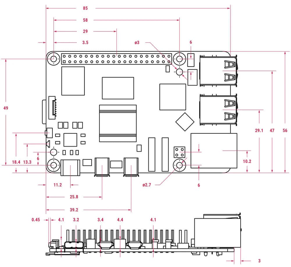Raspberry Pi 5 Dimensões